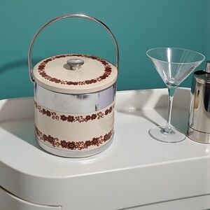 Vintage 70’s Ice Bucket With floral Imprint